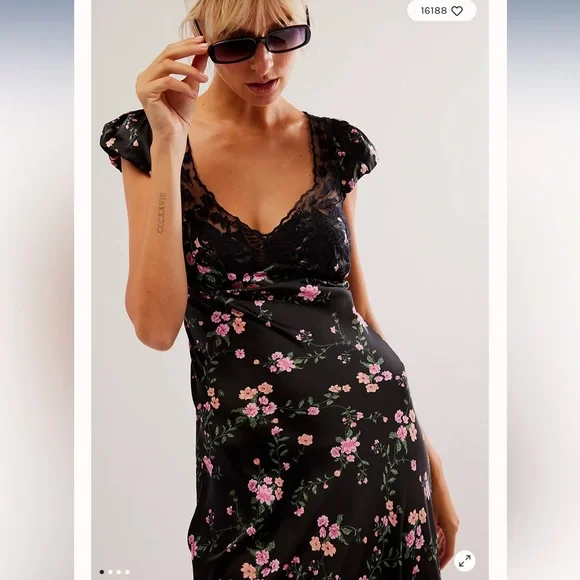 Free People Butterfly Babe Lace Polka Dot Maxi Dress S - Picture 3 of 7